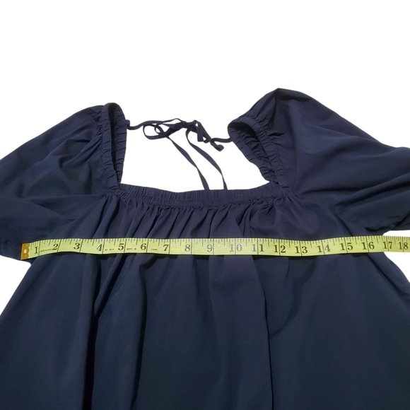 Madewell Puff-Sleeve Babydoll Top Navy Size 6 Clean Girl Summer - Picture 8 of 15